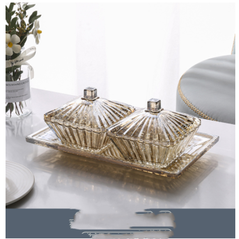 Luxe Glass Divided Dish with Lid & Tray