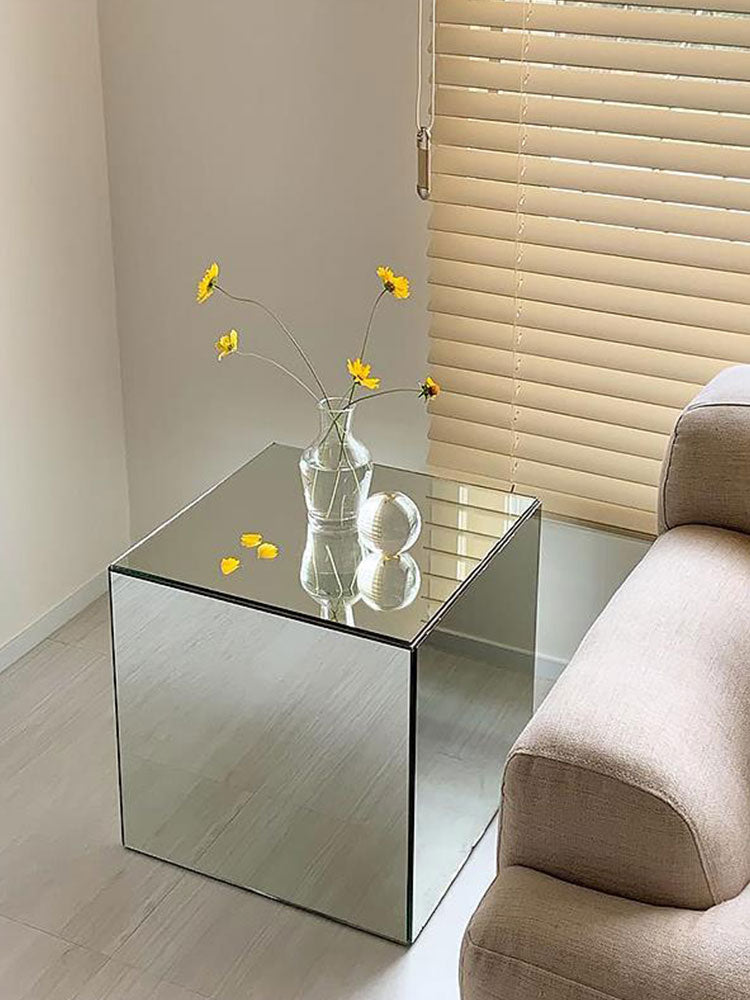 Luxe Mirror Cube Table