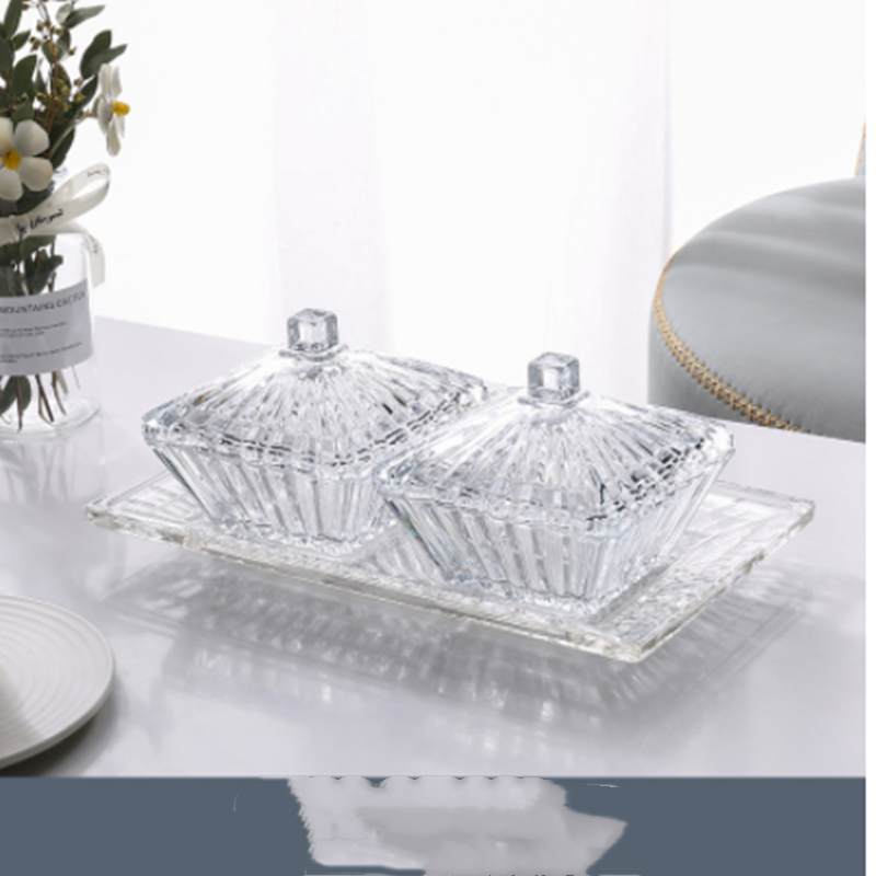 Luxe Glass Divided Dish with Lid & Tray