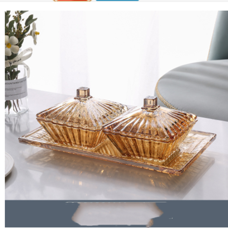 Luxe Glass Divided Dish with Lid & Tray