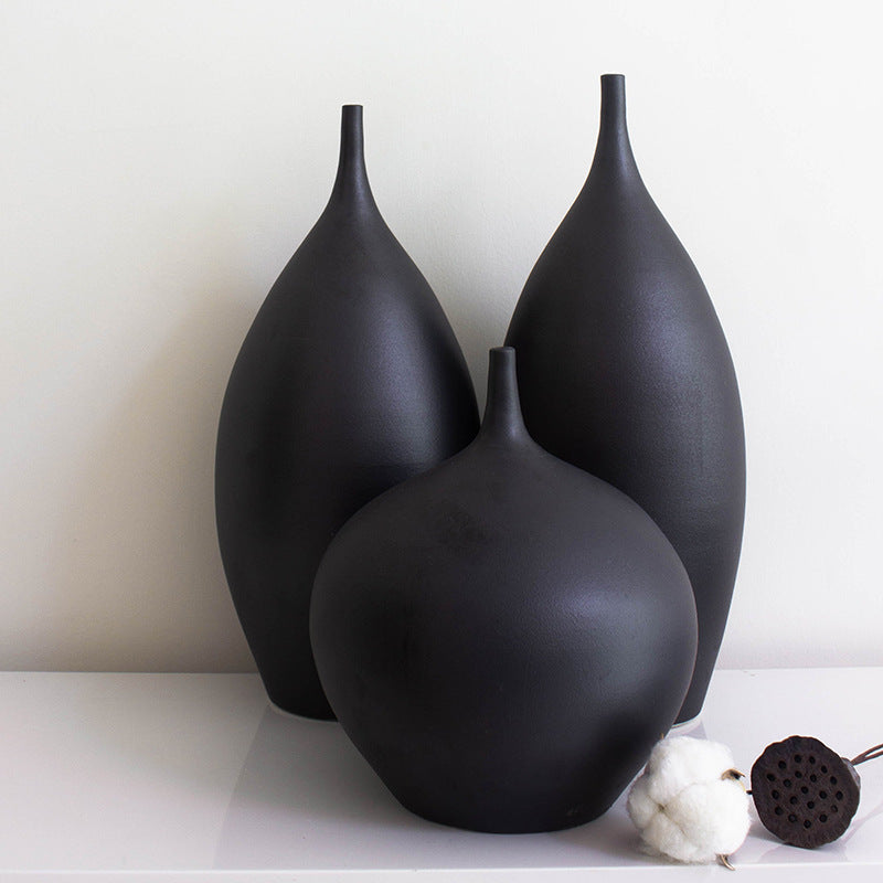 Modern Black Vases (3-piece)